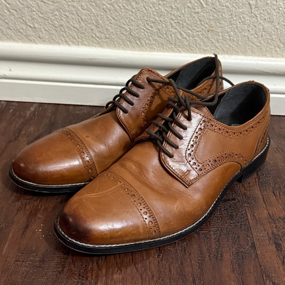Nunn Bush Brown Leather Oxford Shoes with Cap Toe